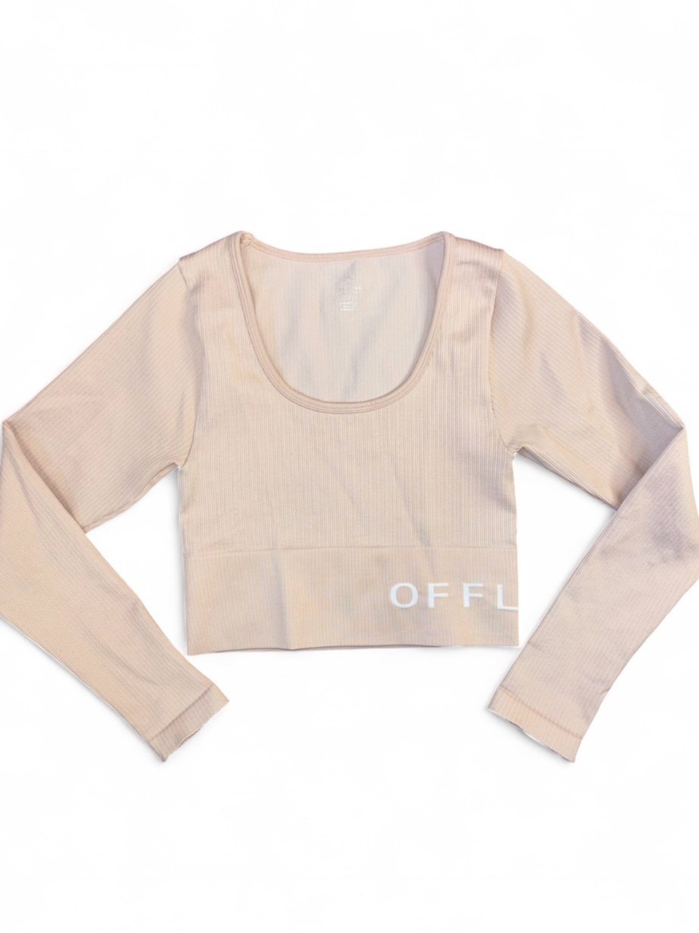 Offline Aerie Light Pink Ribbed Long-Sleeve Crop Top Women’s Small